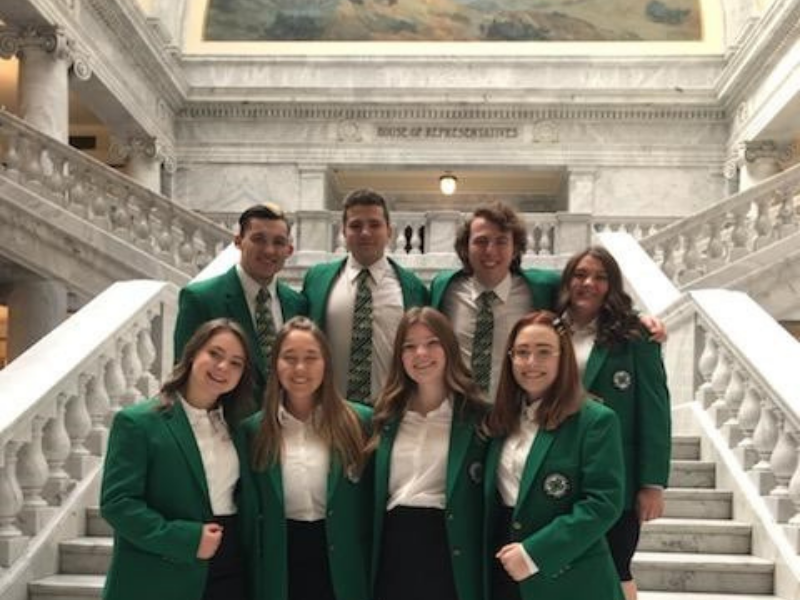 4-H Youth standing in state capital