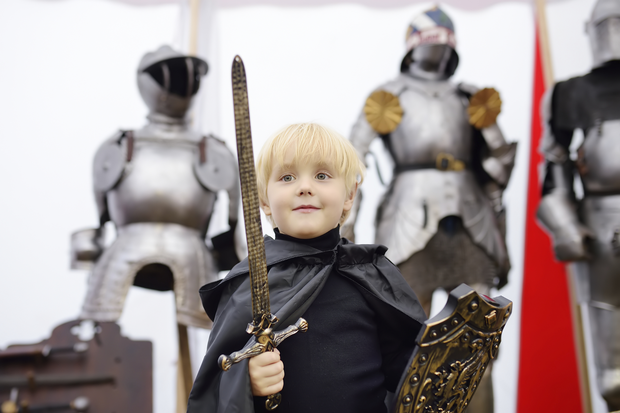 child with knight costume