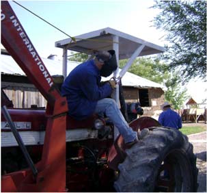Putting shade on a tractor