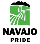 A logo showing green rolling feilds with mountains and says "Navajo Pride"