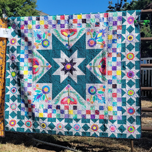 Bright quilt on display