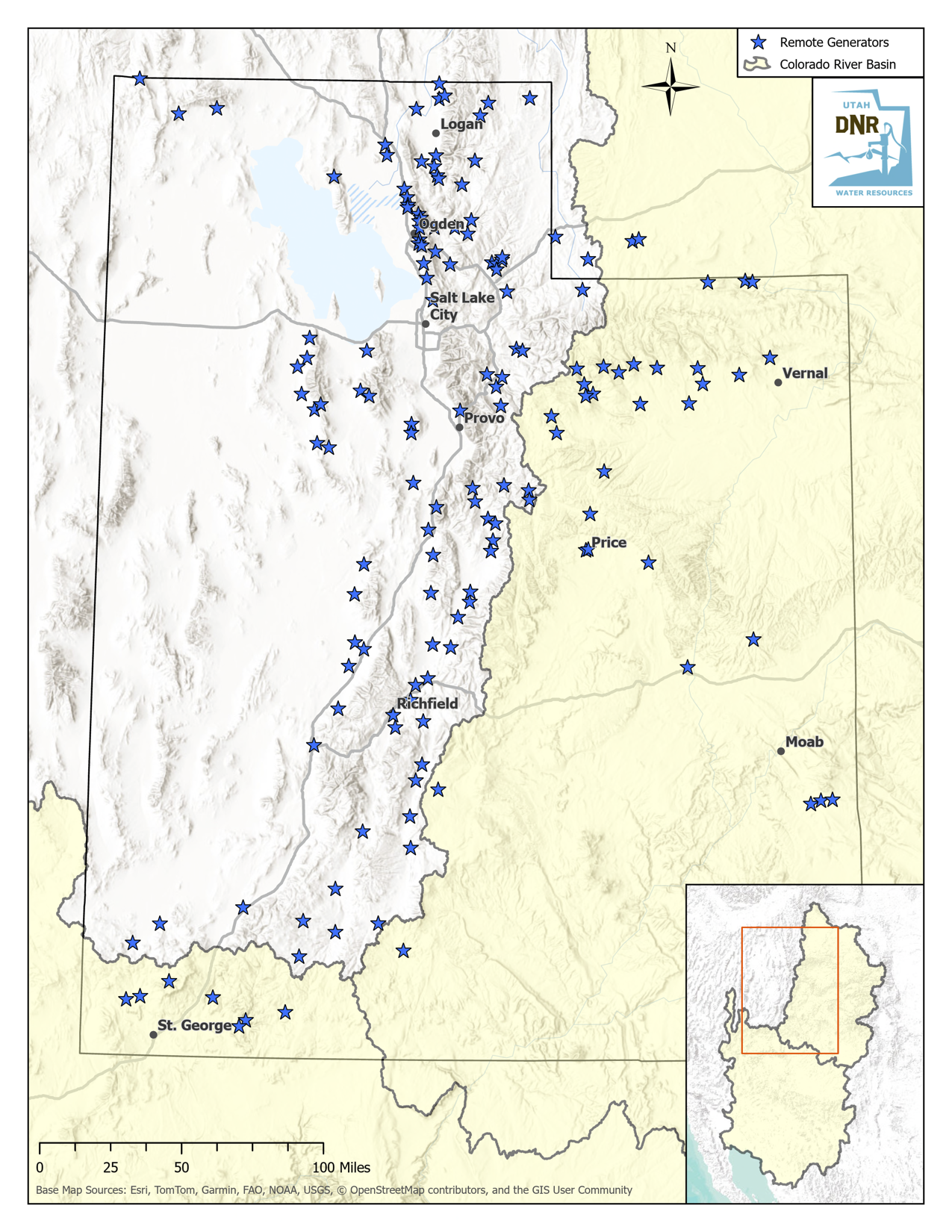 Cloud seeding sites in Utah