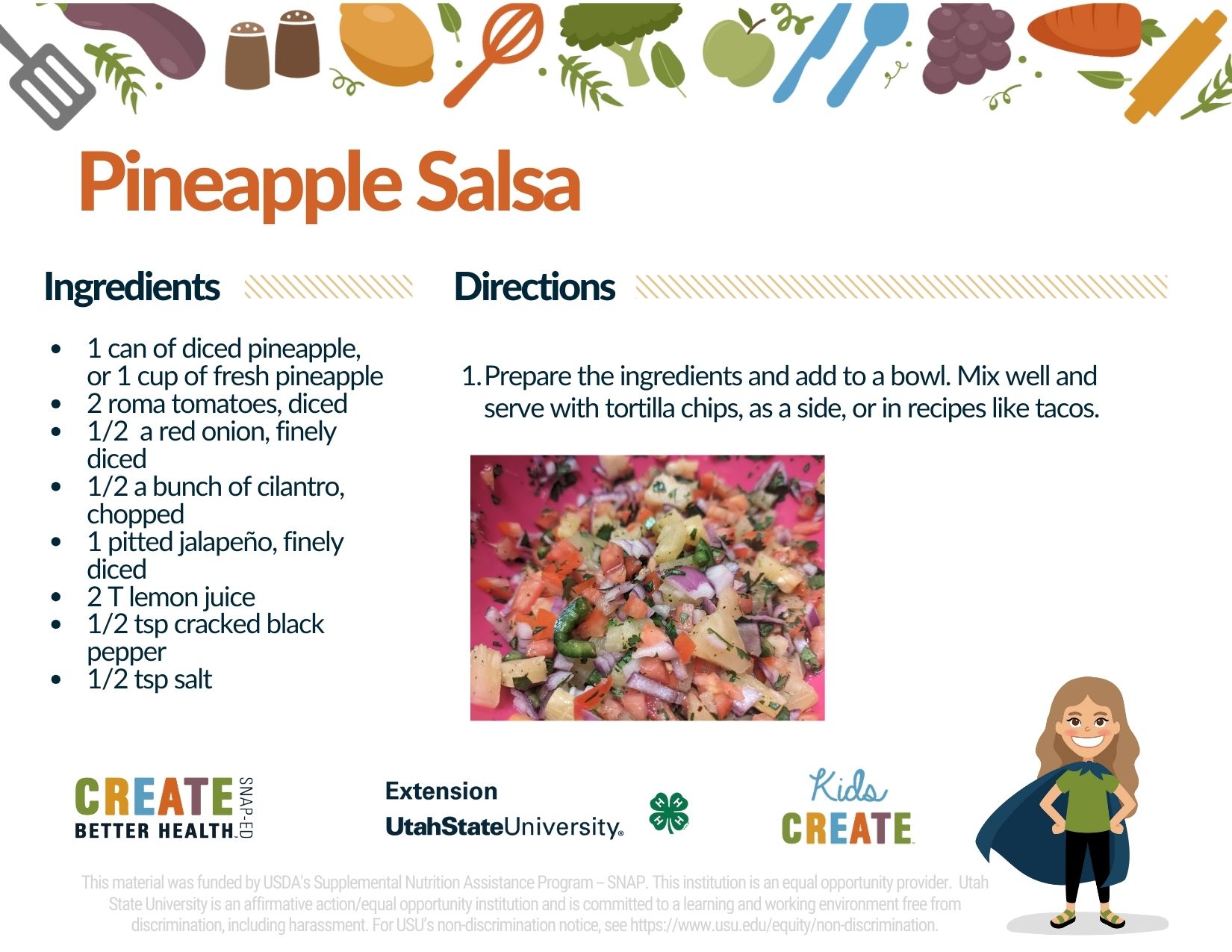 pineapple salsa recipe card