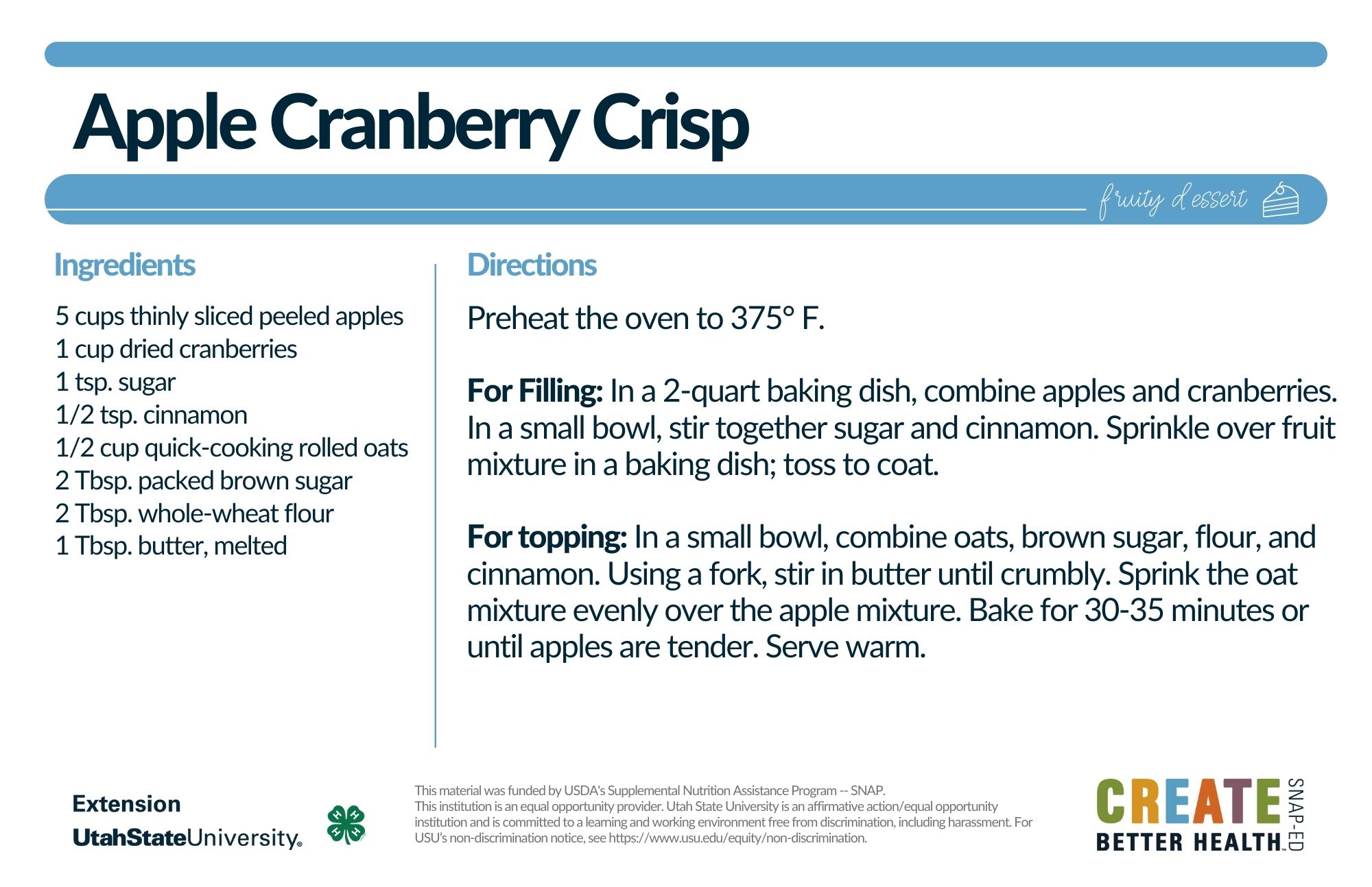 apple cranberry crisp recipe card 