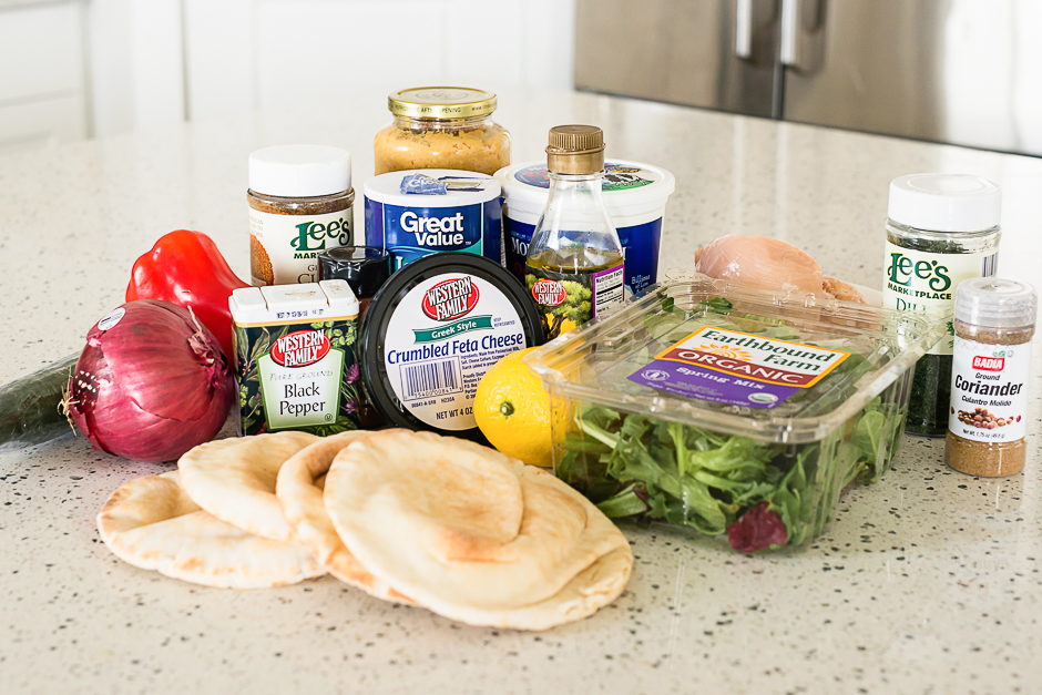 ingredients for chicken gyro plate 
