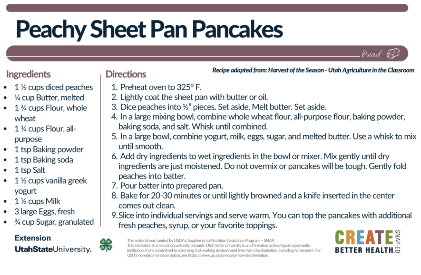 peachy pancake recipe card