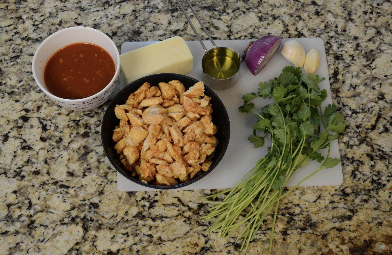 Ingredients for healthy bbq pizza