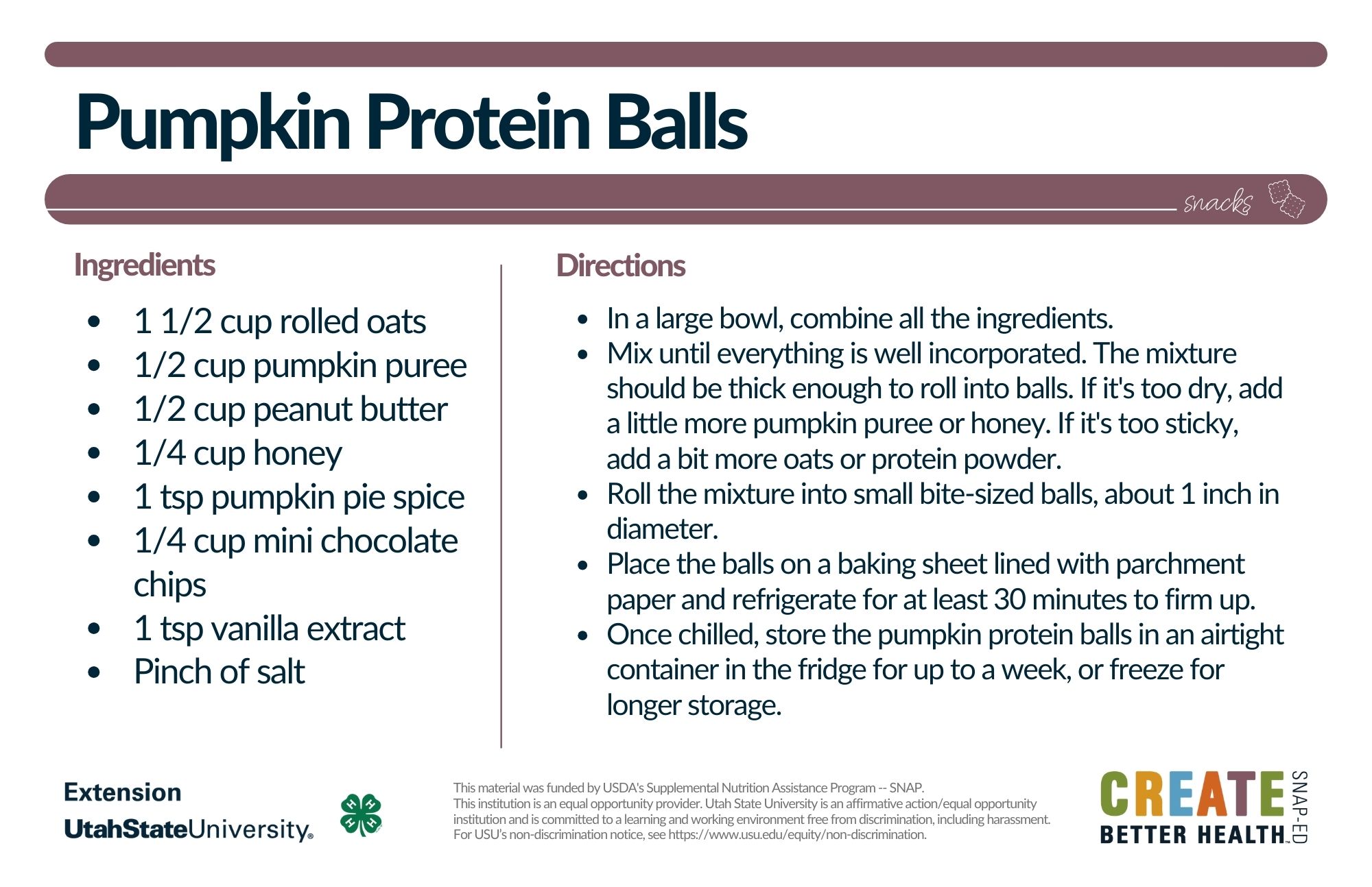 pumpkin protein balls recipe card