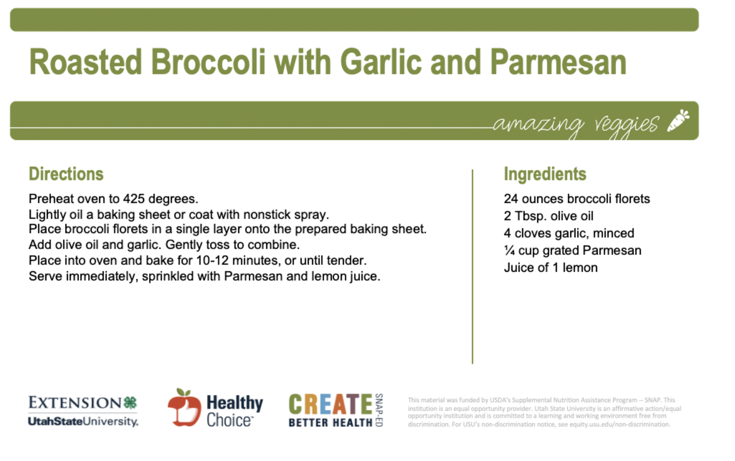 roasted broccoli recipe card
