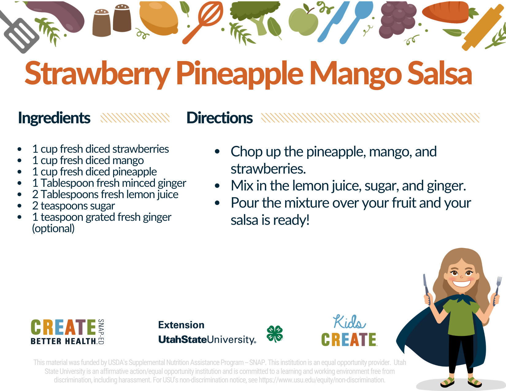 pineapple mango strawberry salsa recipe card