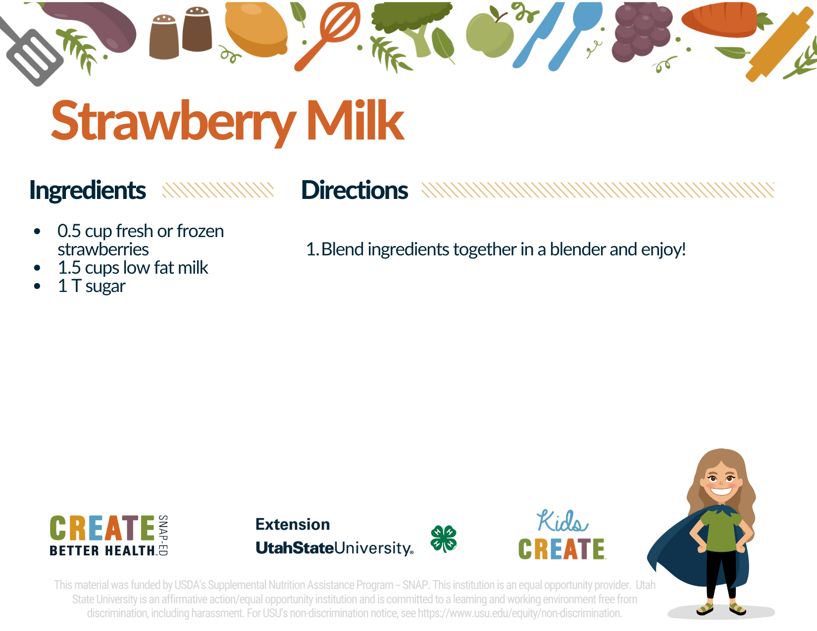 strawberry milk recipe card 