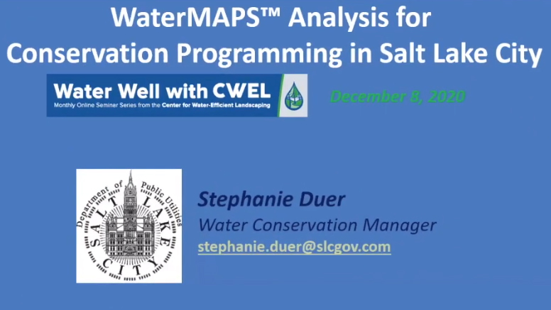 WaterMAPS™ Analysis for Conservation Programming in Salt Lake City