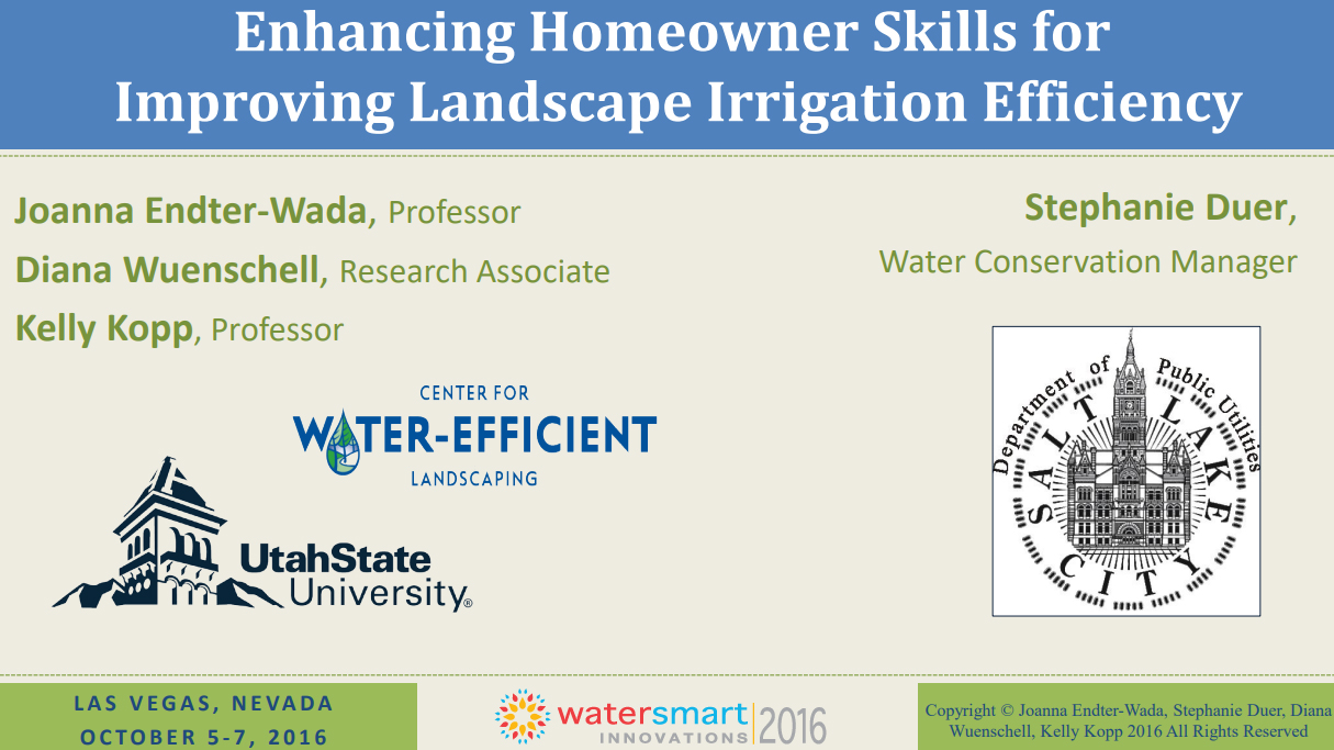 Enhancing Homeowner Skills for Improving Landscape Irrigation Efficiency