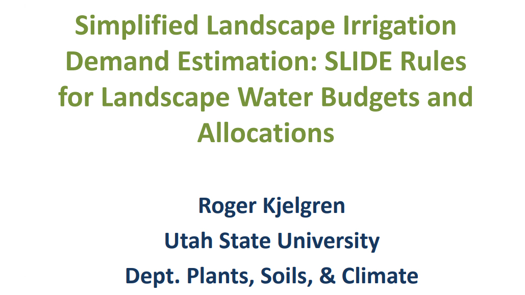 Simplified Landscape Irrigation Demand Estimation: SLIDE Rules for Landscape Water Budgets and Allocations