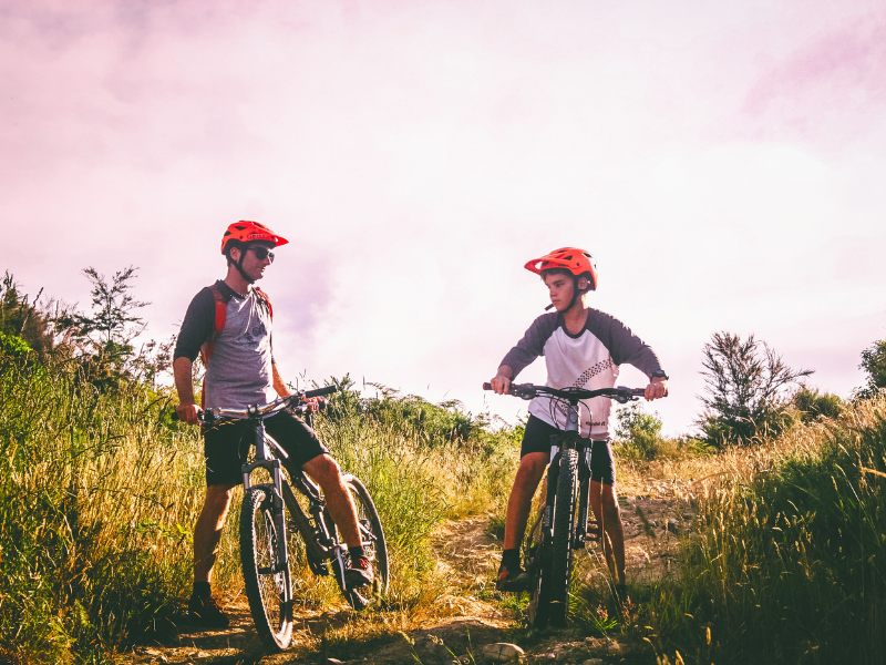 mentor and youth mountain biking