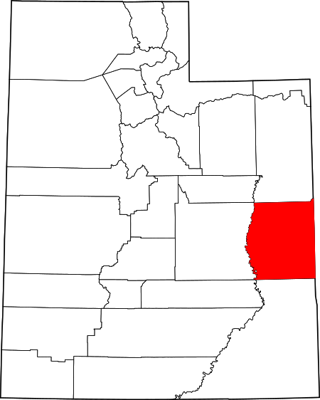 Map of Utah highlighting Grand County