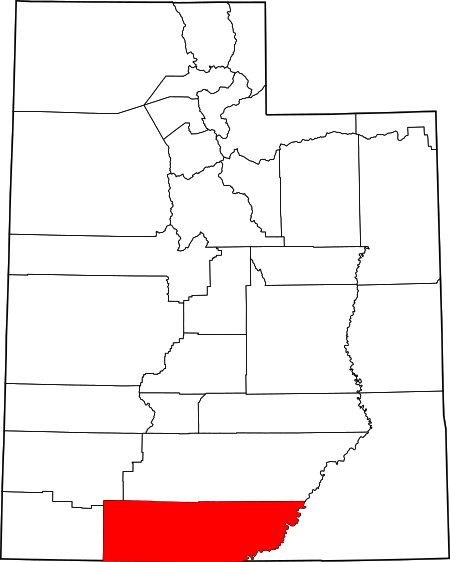 Map of Utah highlighting Kane County