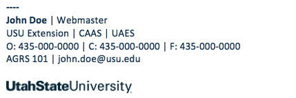 USU Email Signature Example