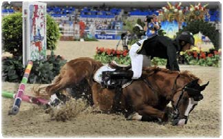 Rider on horse accident