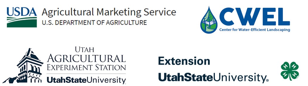 USDA: Agricultural Marketing Service logo. Center for Water-Efficient Landscaping logo.  Utah Agricultural Experiment Station Utah State Univserity logo. Extension Utah State University logo.