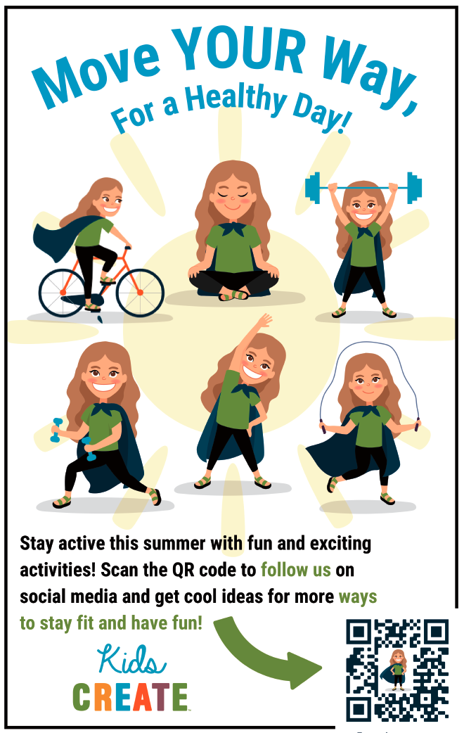 Poster of cartoon girl performing exercises