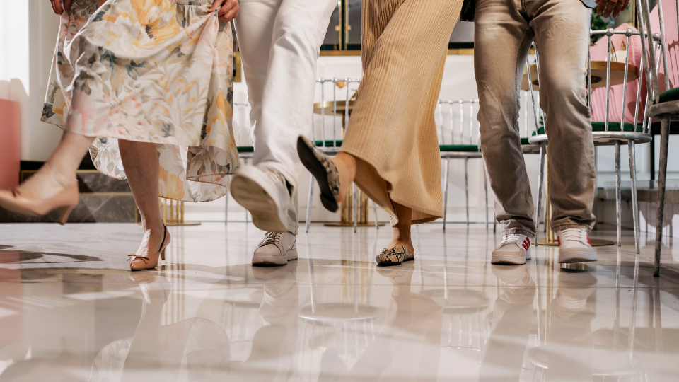 four sets of feet dancing