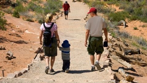 family going on a hike