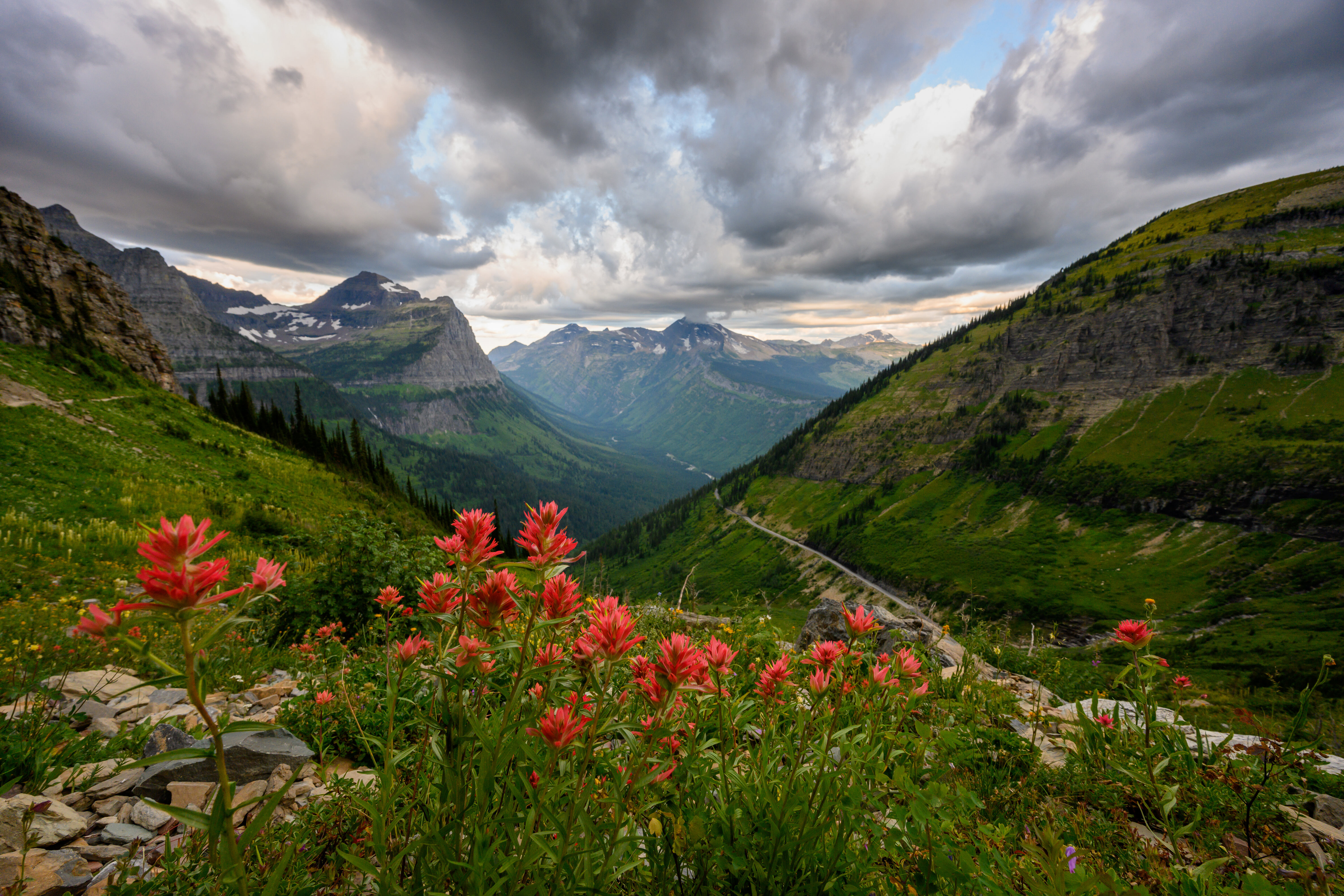 dramatic view of mountains in Glacier National Park 