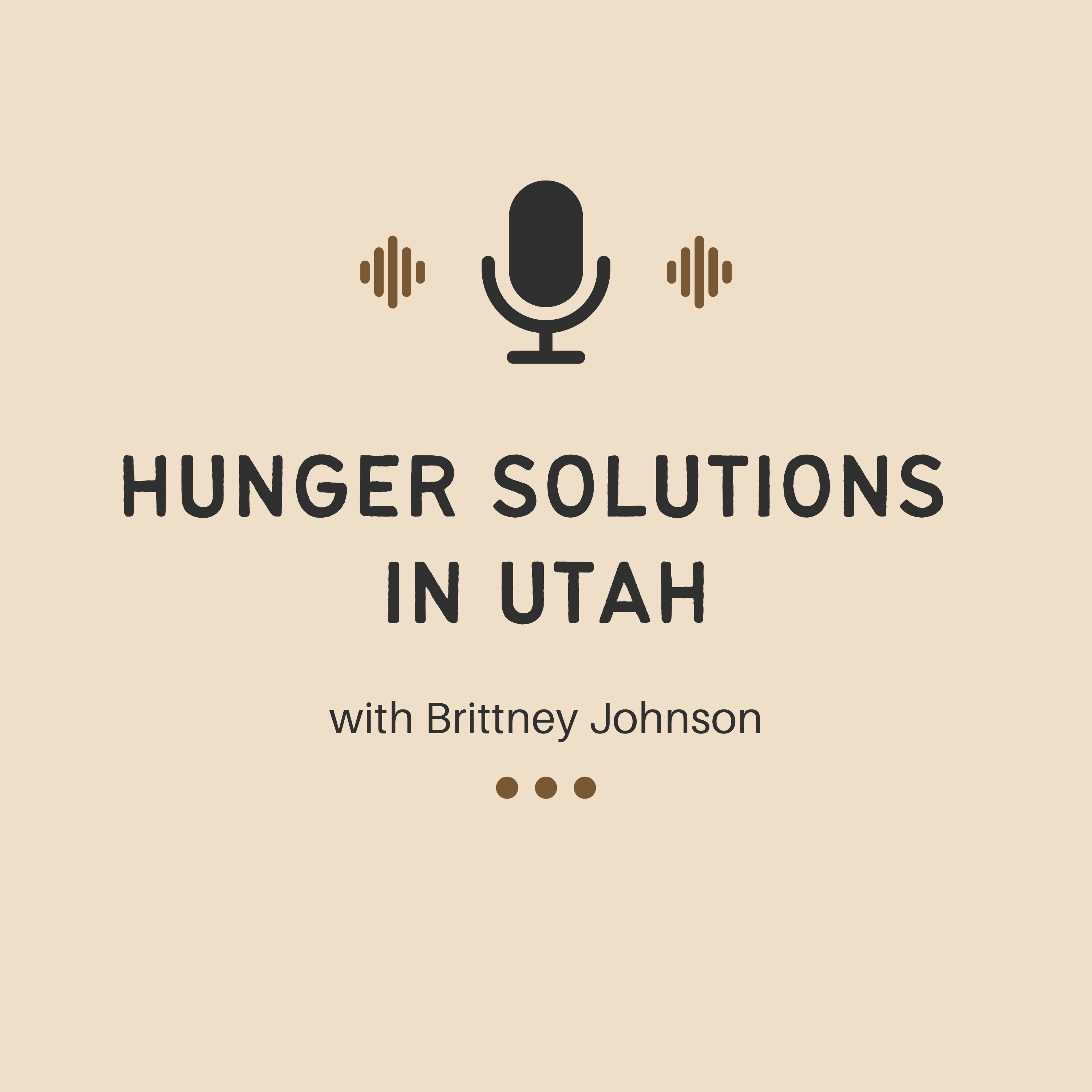 graphic of a podcast microphone with text Hunger Solutions Institute with Brittney Johnson
