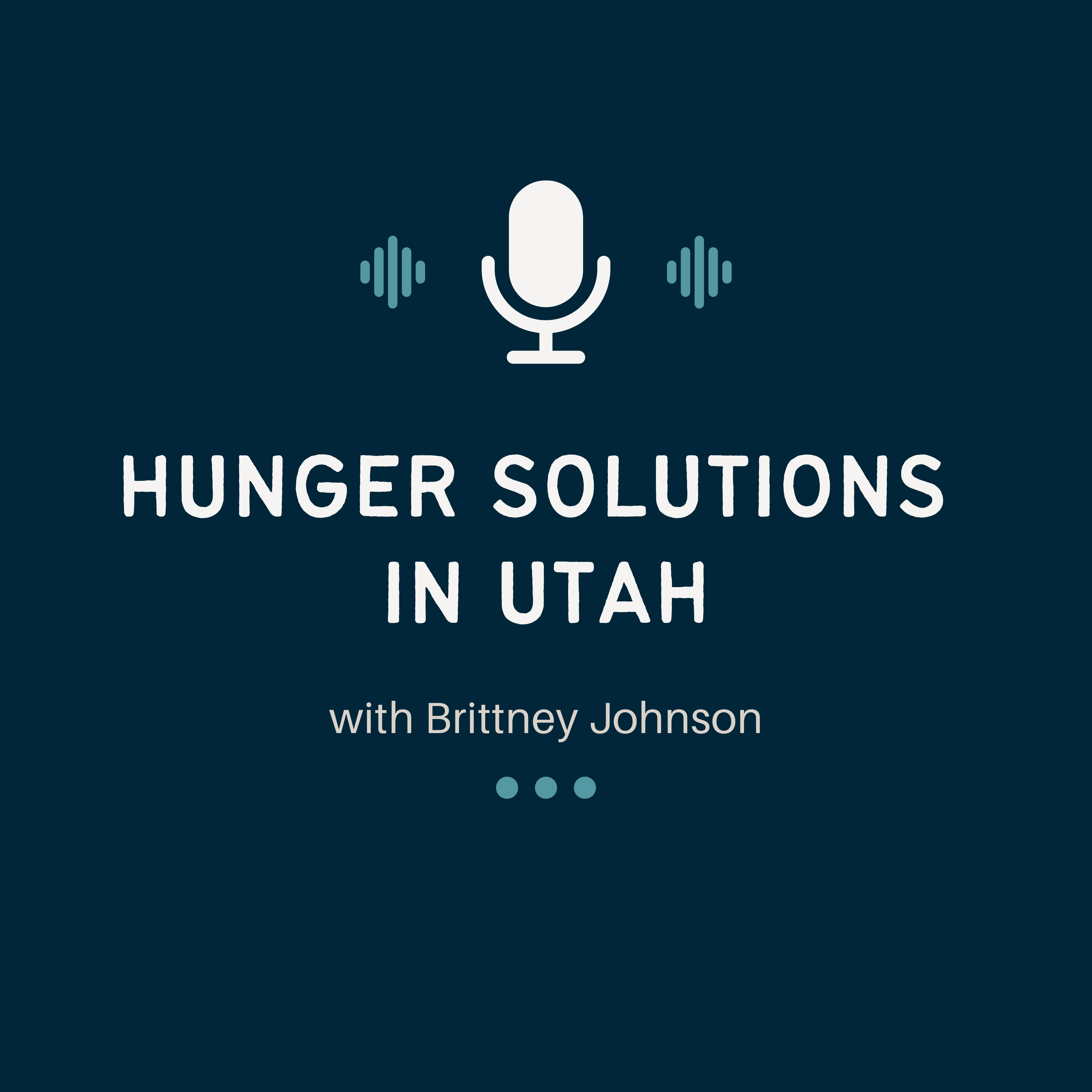 graphic of a podcast microphone with text Hunger Solutions Institute with Brittney Johnson
