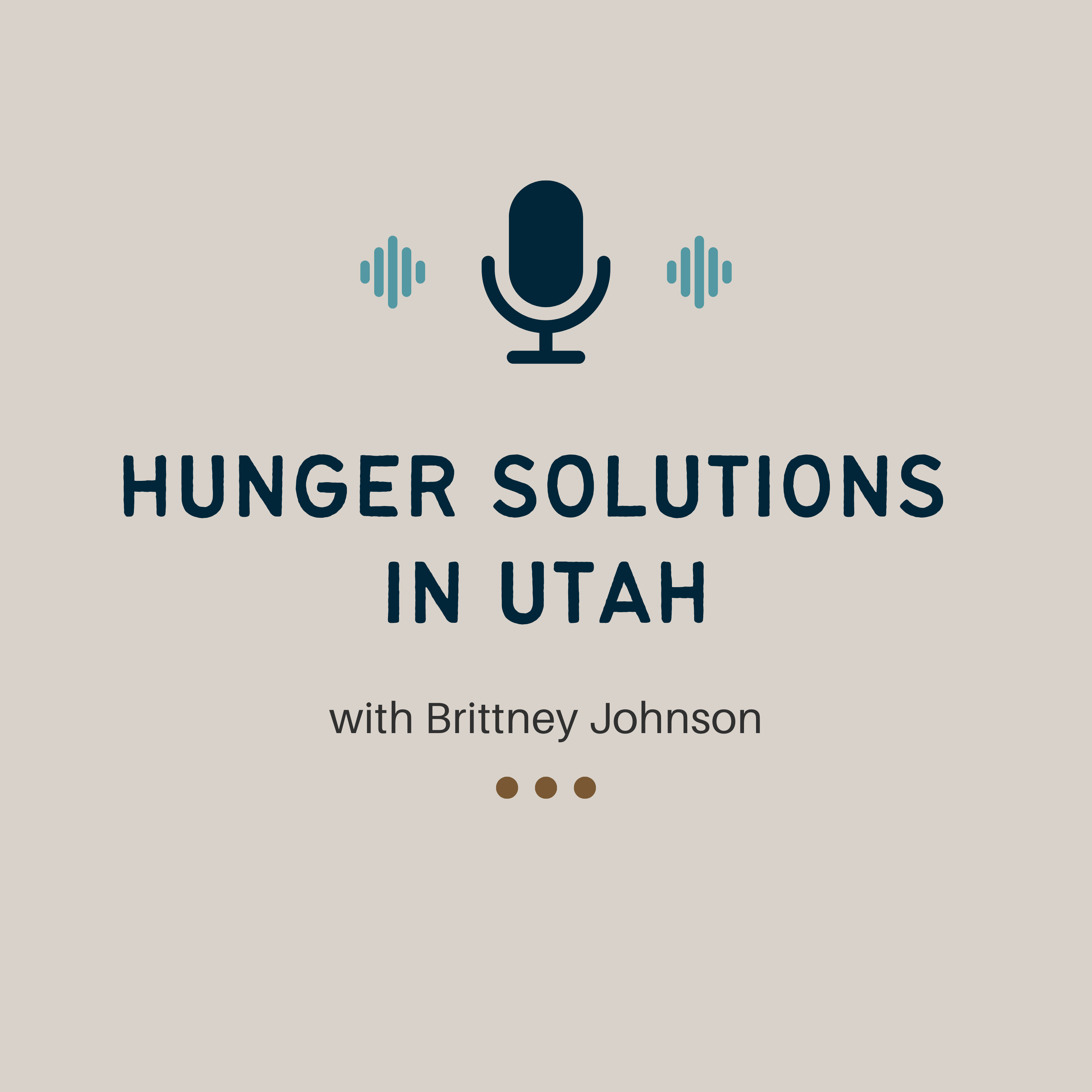 graphic of a podcast microphone with text Hunger Solutions Institute with Brittney Johnson