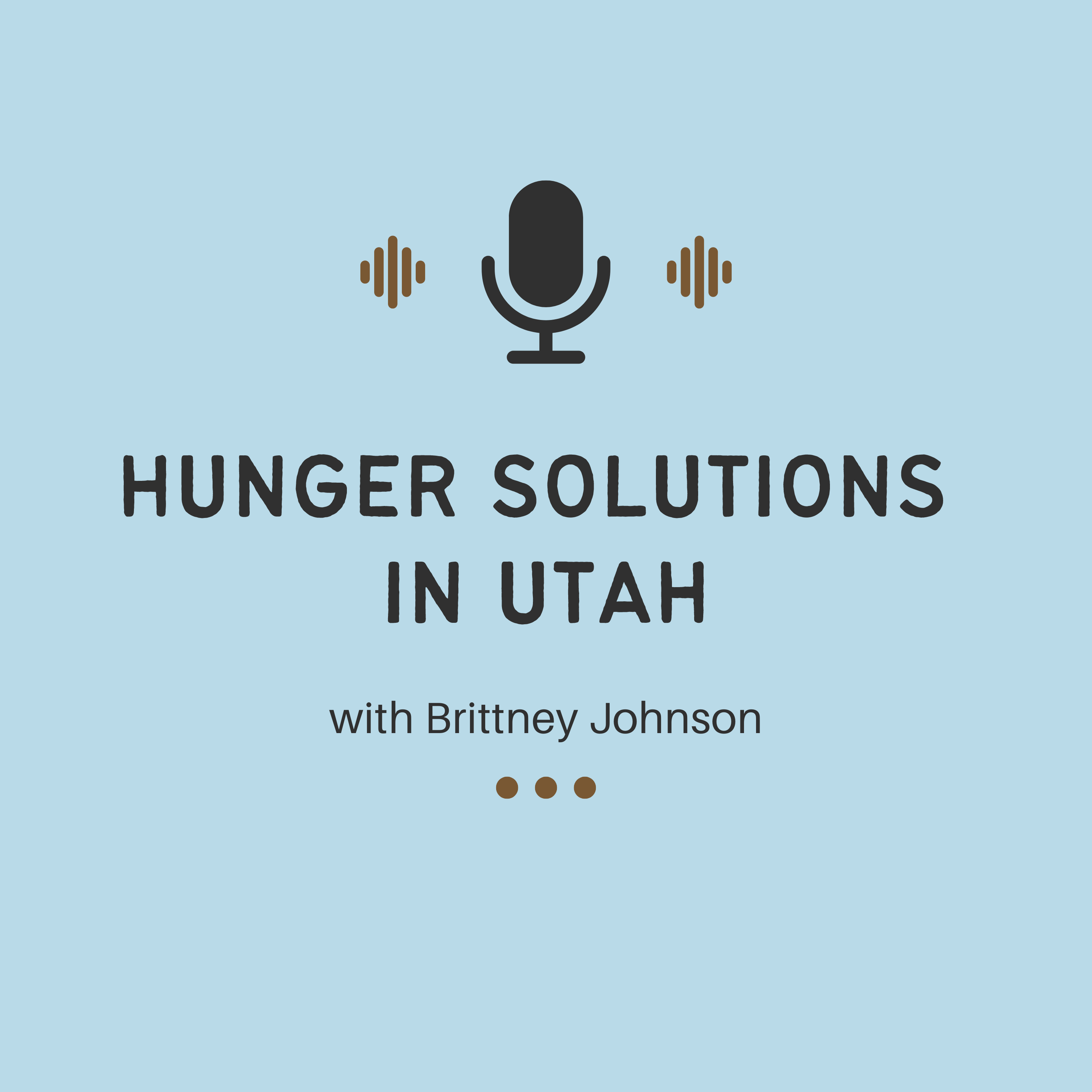 graphic of a podcast microphone with text Hunger Solutions Institute with Brittney Johnson