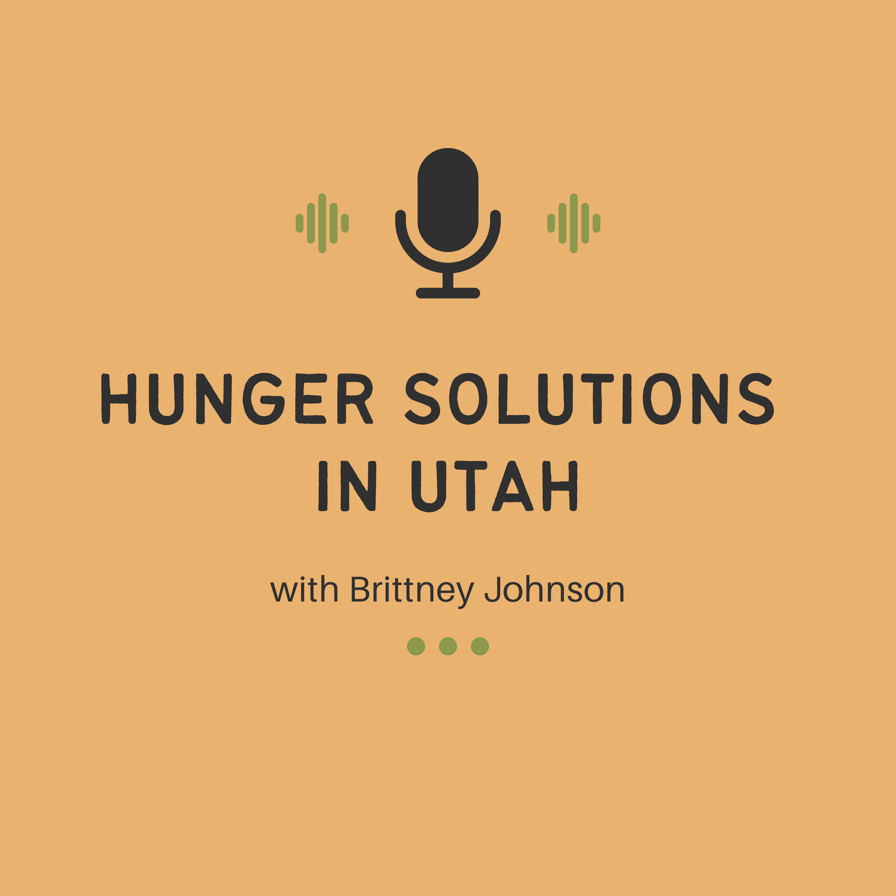 graphic of a podcast microphone with text Hunger Solutions Institute with Brittney Johnson