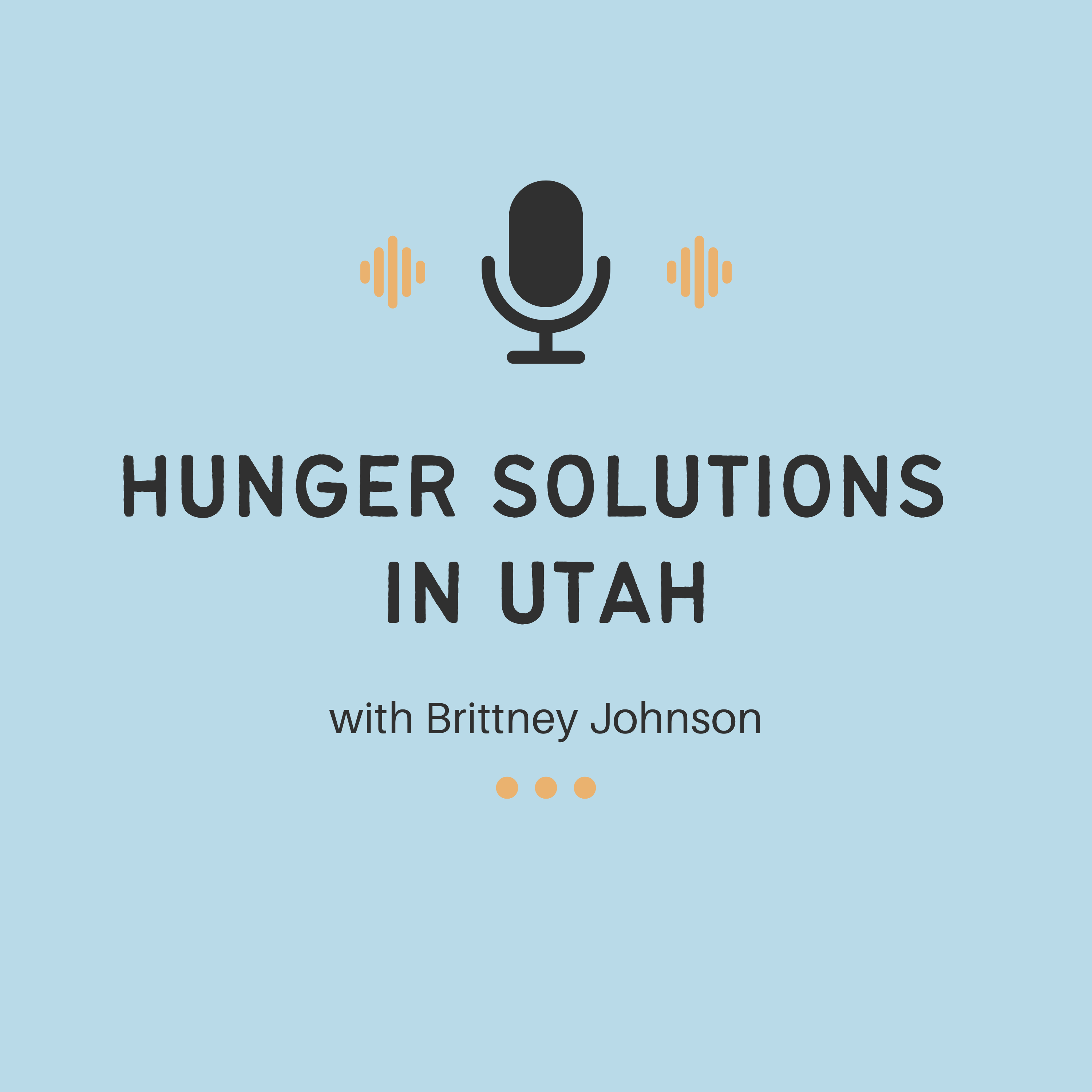 graphic of a podcast microphone with text Hunger Solutions Institute with Brittney Johnson