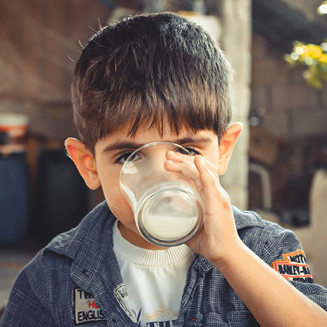 Boy drinking milk