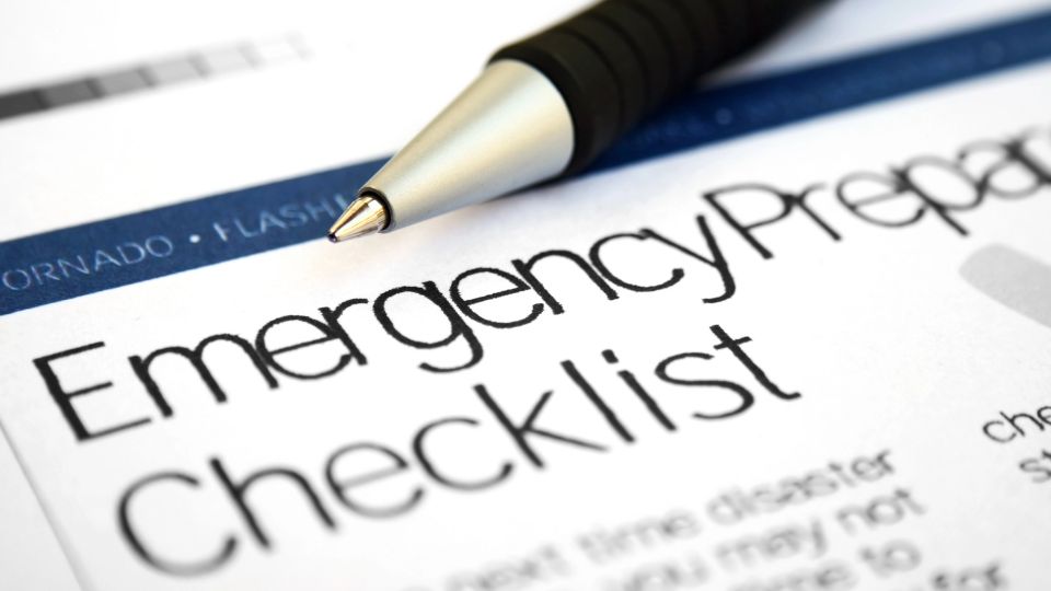 A paper with Emergency Preparedness Checklist.