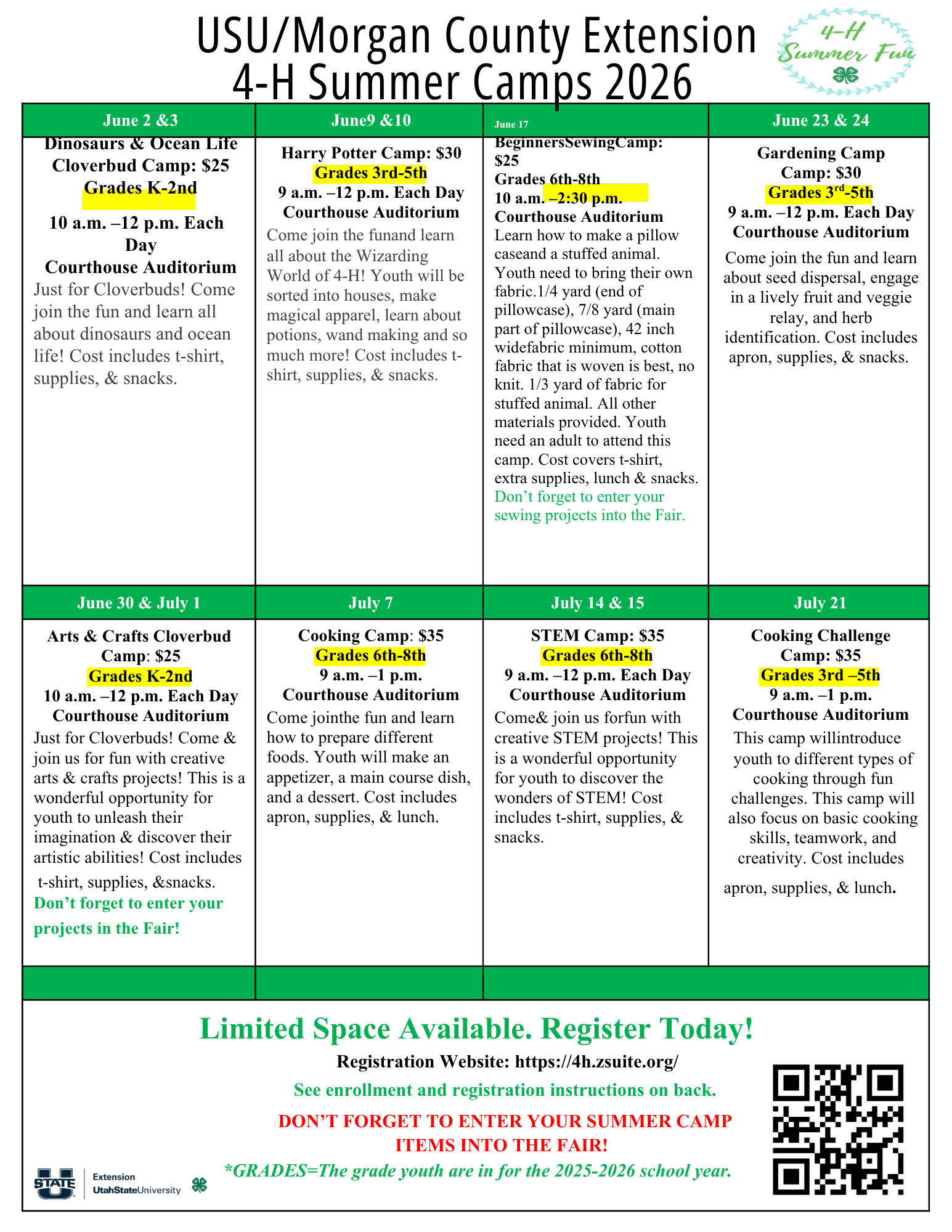 List of Summer Camps