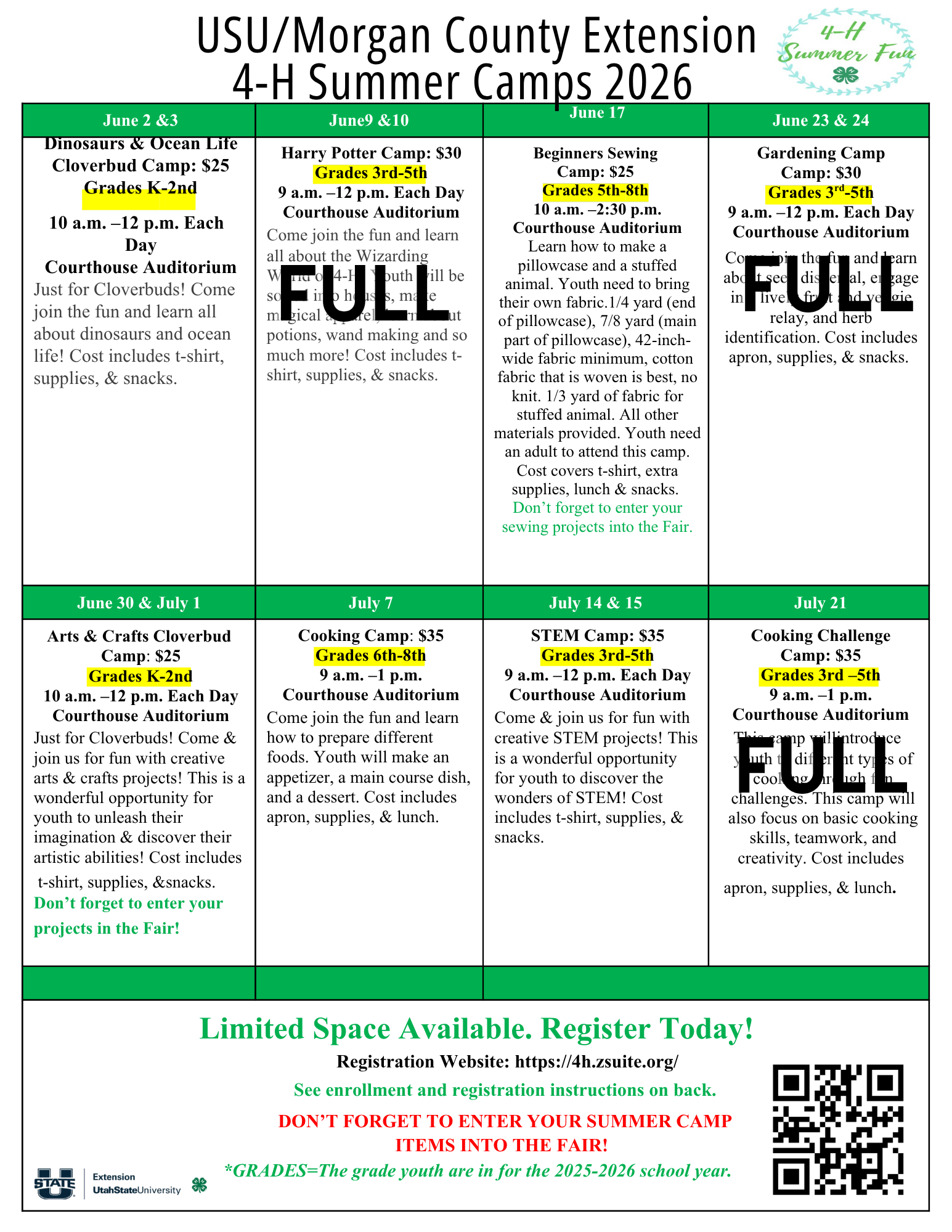 List of Summer Camps