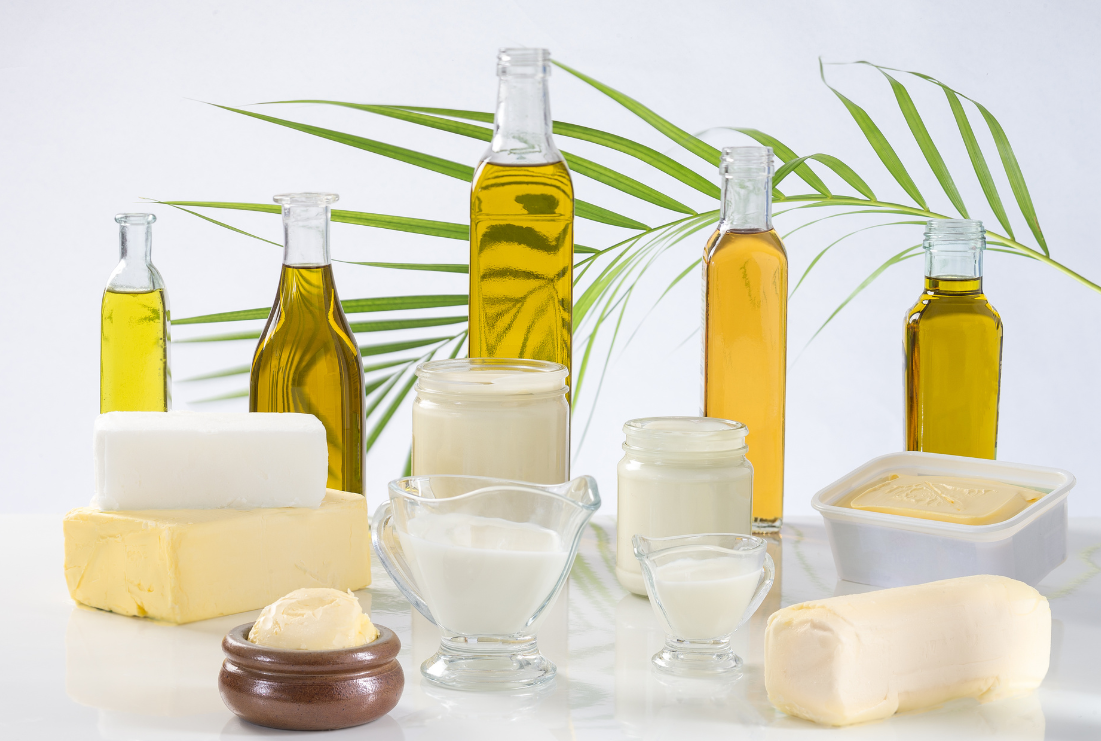 Cooking oils in glass bottles