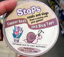 Copper strips repel slugs and snails.
