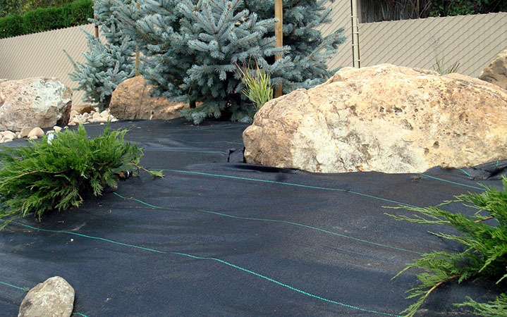 landscaping fabric in a landscape