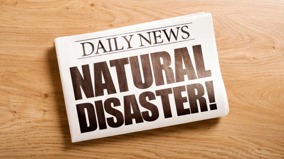Newspaper with the headline of natural disaster!