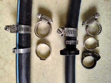 Clamps on and near a pipe.