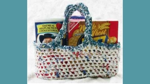 Crocheted Market Bag from Recycled Plastic Grocery Bags
