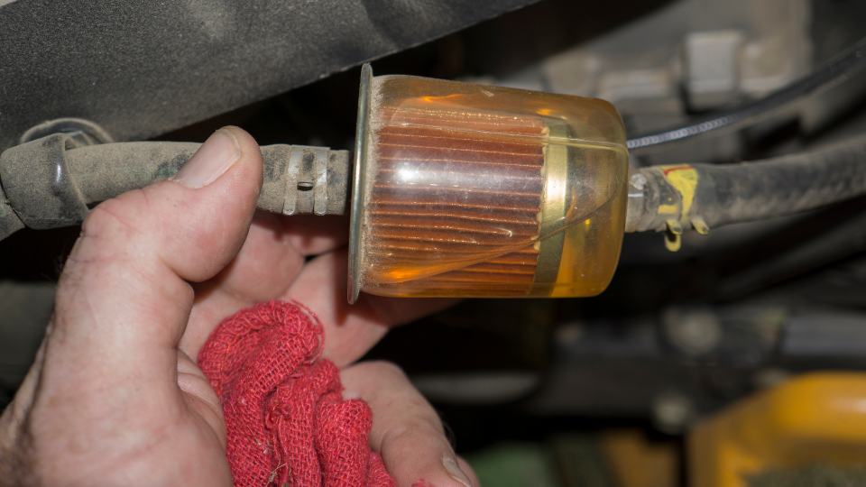 diesel tractor fuel filter and lines