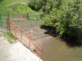 Fenced-off river
