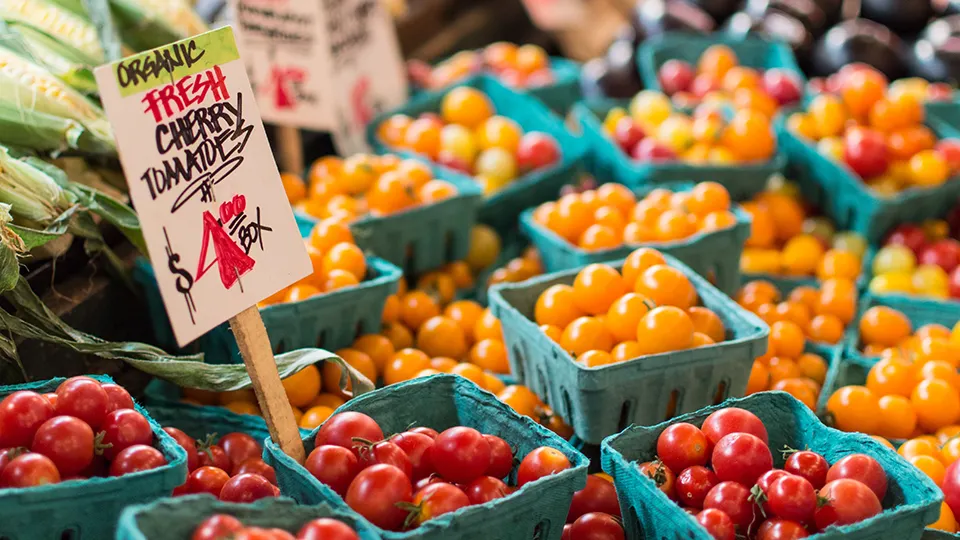 Cherry tomatoes with price sign