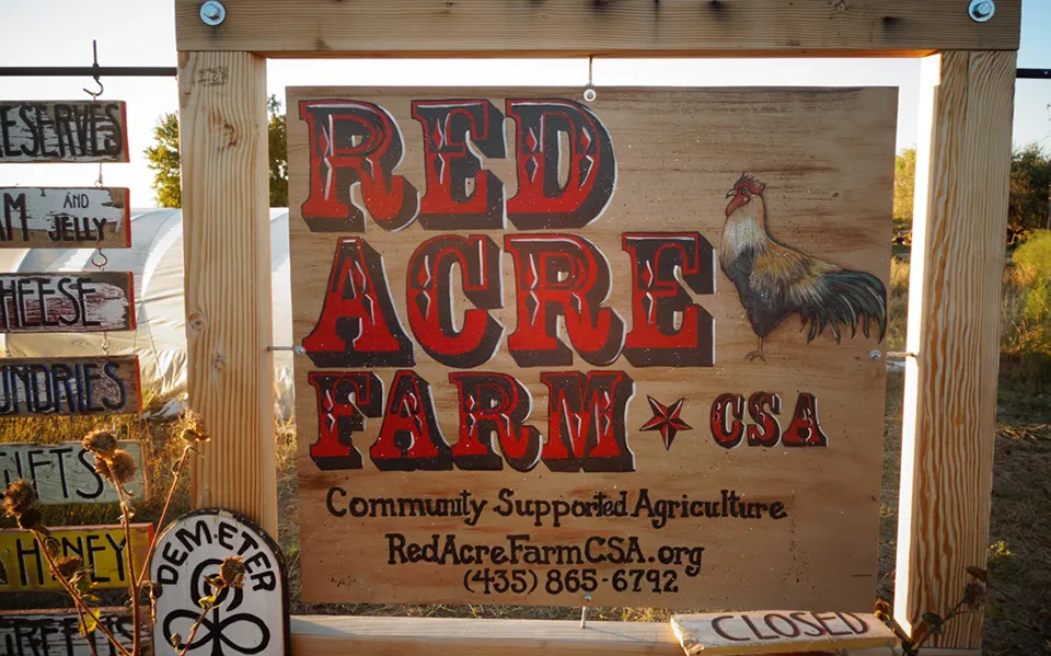 Red Acre Farm CSA sign
