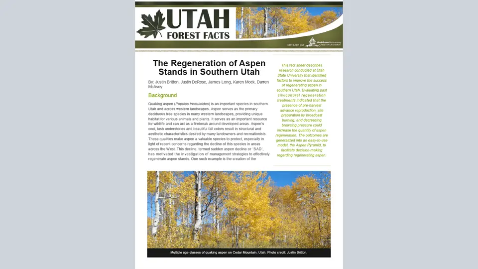 Regeneration of Aspen Stands in Southern Utah