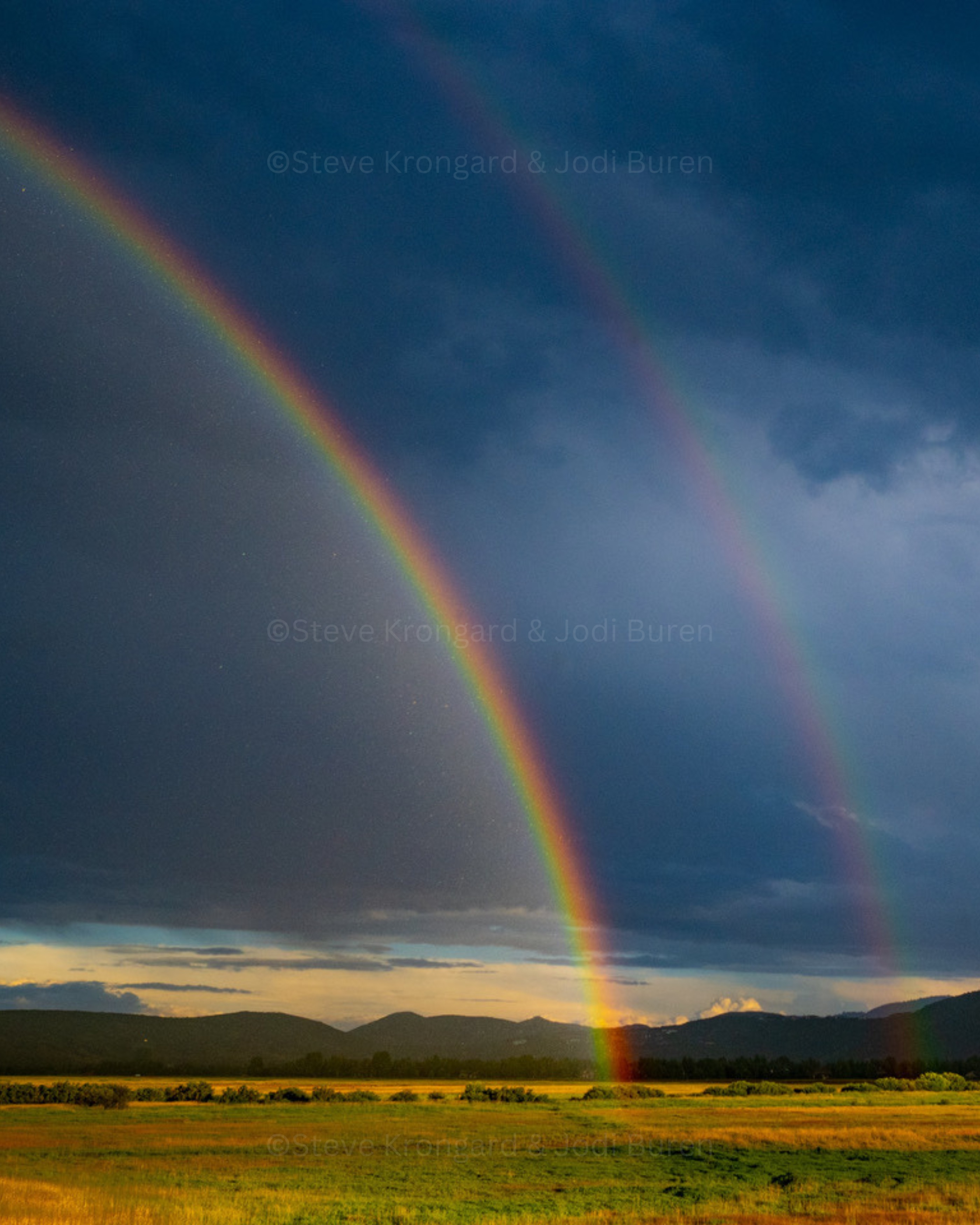 double rainbow over wetland preserve in Utah